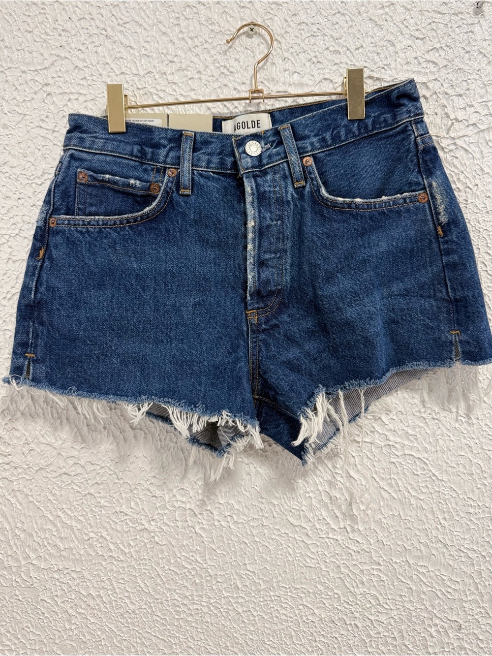 AGOLDE Parker Vintage Cut Off Denim Shorts Caution Wash Size 24 NWT